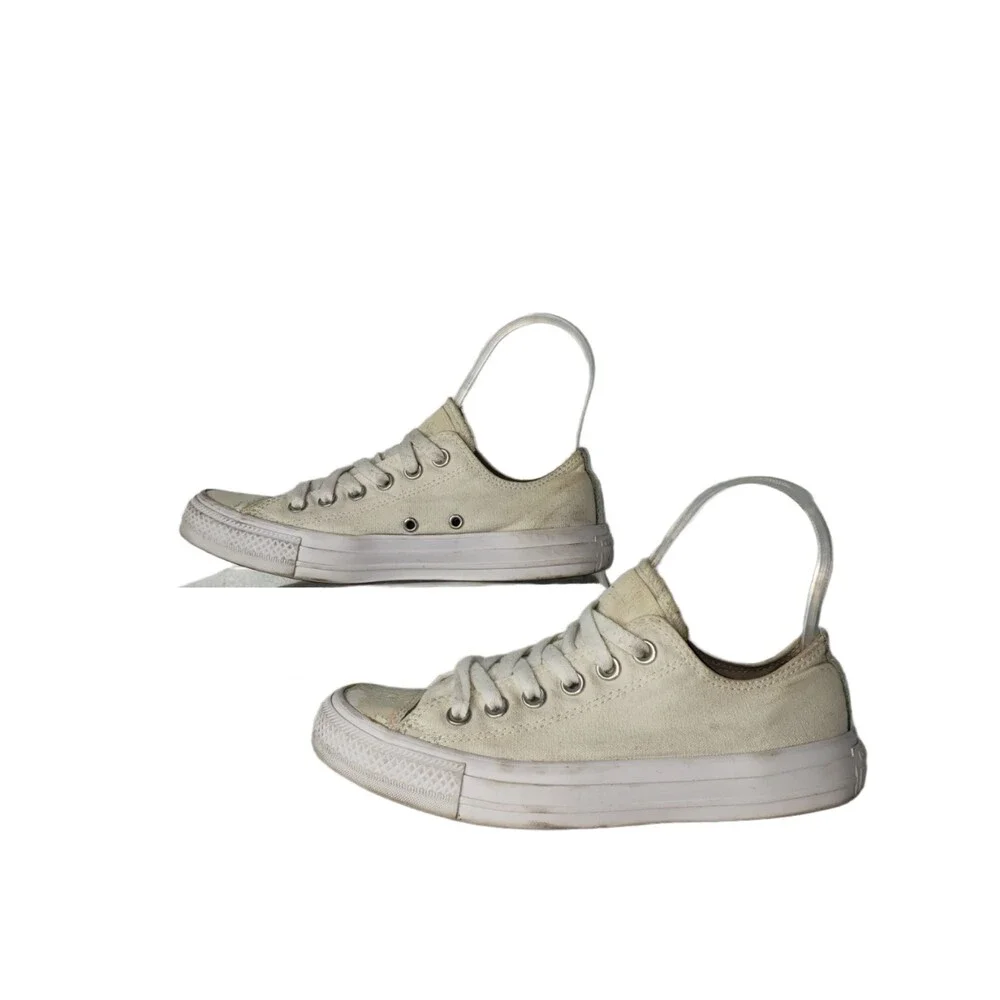 CONVERSE ALL STAR Low Profile White Sneakers Iridescent Detail Women's Size 7 - Picture 1 of 12
